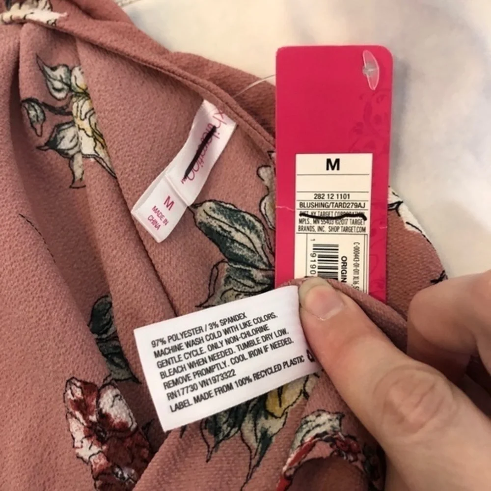 NWT Blush Rose Pink Floral Faux Wrap Midi Dress